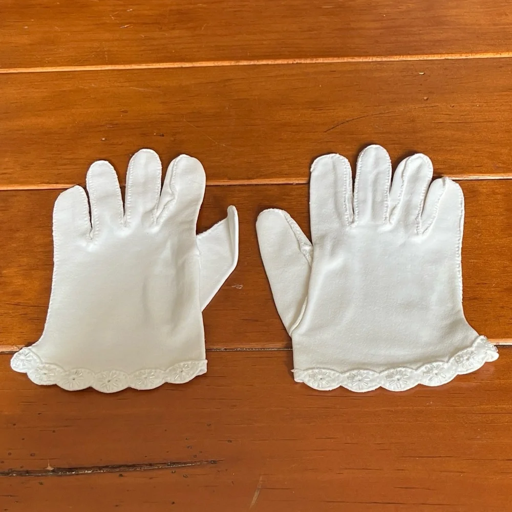Vintage White Leather Madova Firenze Gloves